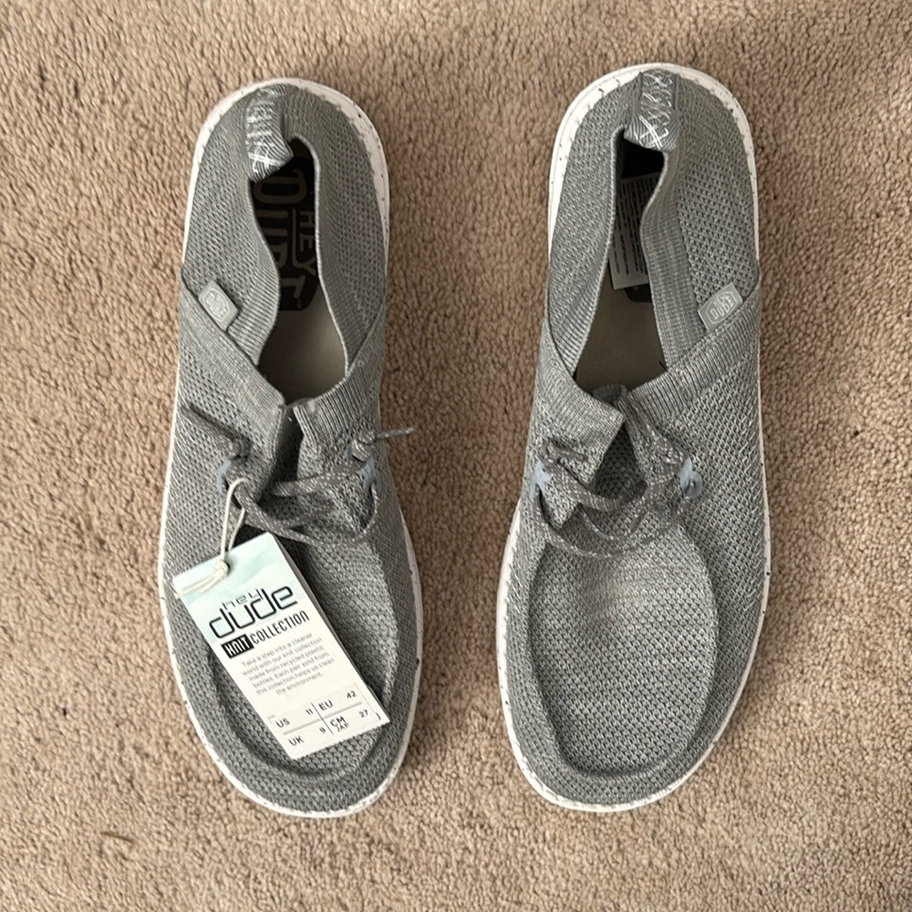 Hey Dude Knit Collection Slide On Gray Shoes SZ 11